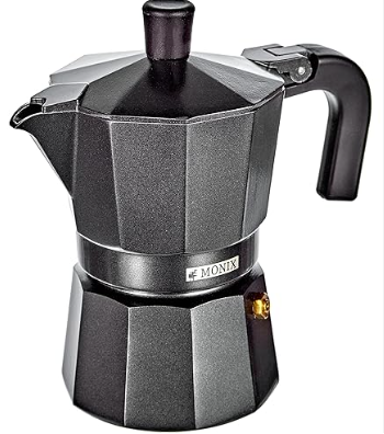 Cafetera de aluminio 3 tazas, gris y espejo (JH-AT-3-GE-NE)