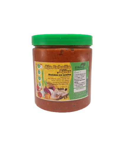 Ajo-Cebolla-Ajíes Molido con Aceite 500g (El Roble)