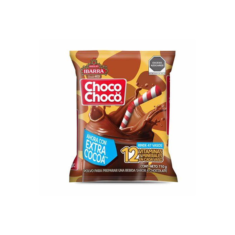 Choco Choco Extra Cocoa Ibarra. Polvo para preparar bebida sabor a chocolate. Pack con dos bolsas de 167 gramos cada una.