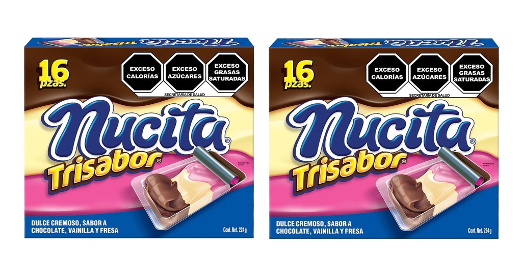 Pack de 2 cajas de Chocolate Nucita Trsabor (Fresa-Vainilla-Chocolate) 2x16 piezas.