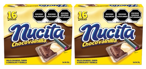 Pack de 2 cajas de Chocolate Nucita Chocovainilla (Vainilla-Chocolate) 2x16 piezas.