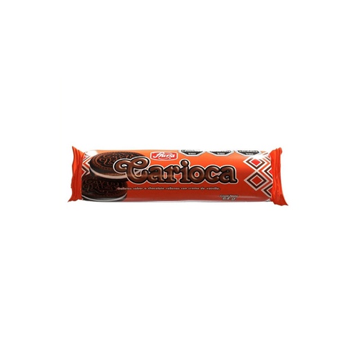 Galleta Carioca sabor a chocolate rellenas con crema de vainilla rollo 64g